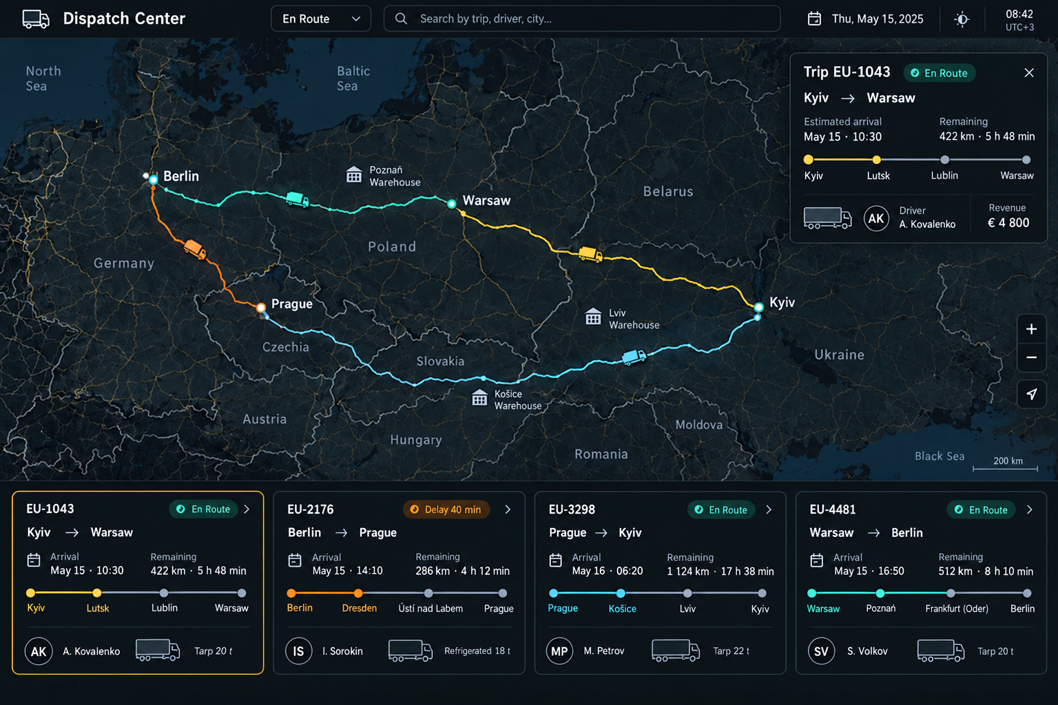Transport dispatch — demo interface
